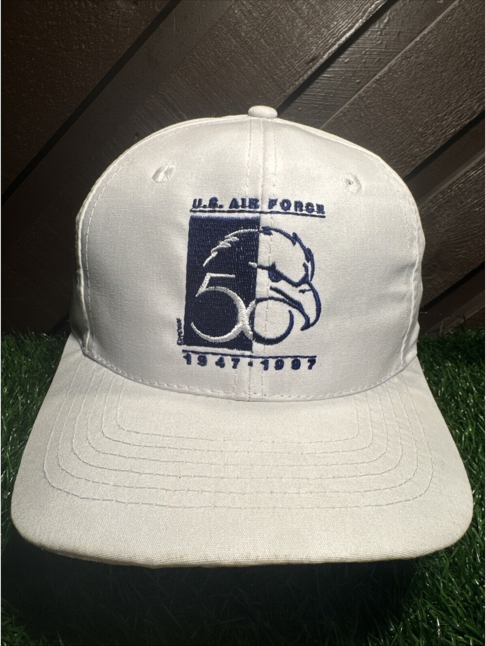 VTG Deadstock 97 US Air Force 50th Anniversary Snapback Hat White Eagle 1947-97